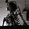 skeleton listening to jams